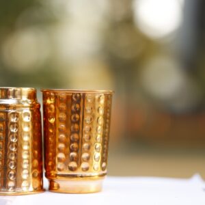 Elegant Handcrafted Hammered Copper Tumbler Set – Set of 2 | 100% Pure Copper Ayurvedic Drinkware
